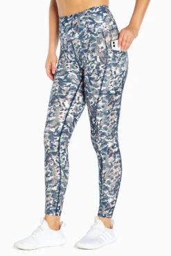 Marika High Rise Side Pocket Ankle Legging - Elderberry Ikat Camo